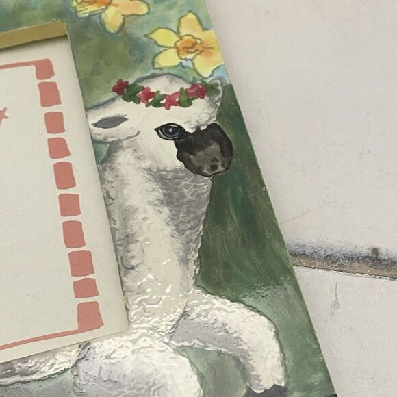 Vtg Exposures HandPainted "March" Months of the Year 4X6 Picture Frame Lion Lamb - Picture 4 of 8